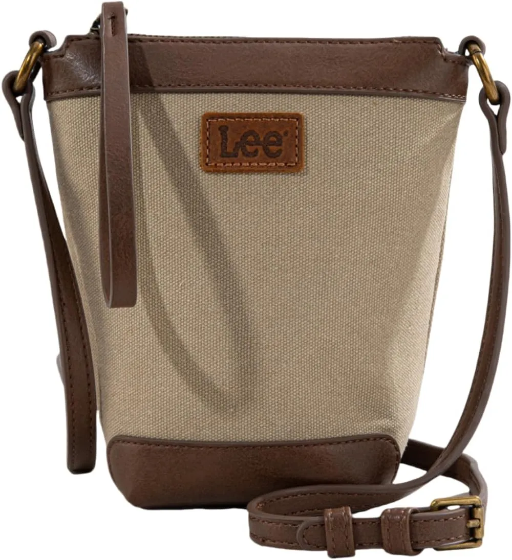 Montana West x Lee Small Bucket Crossbody Bag for Women Hobo Canvas Shoulder Purse Handbags with Adjustable Strap Summer