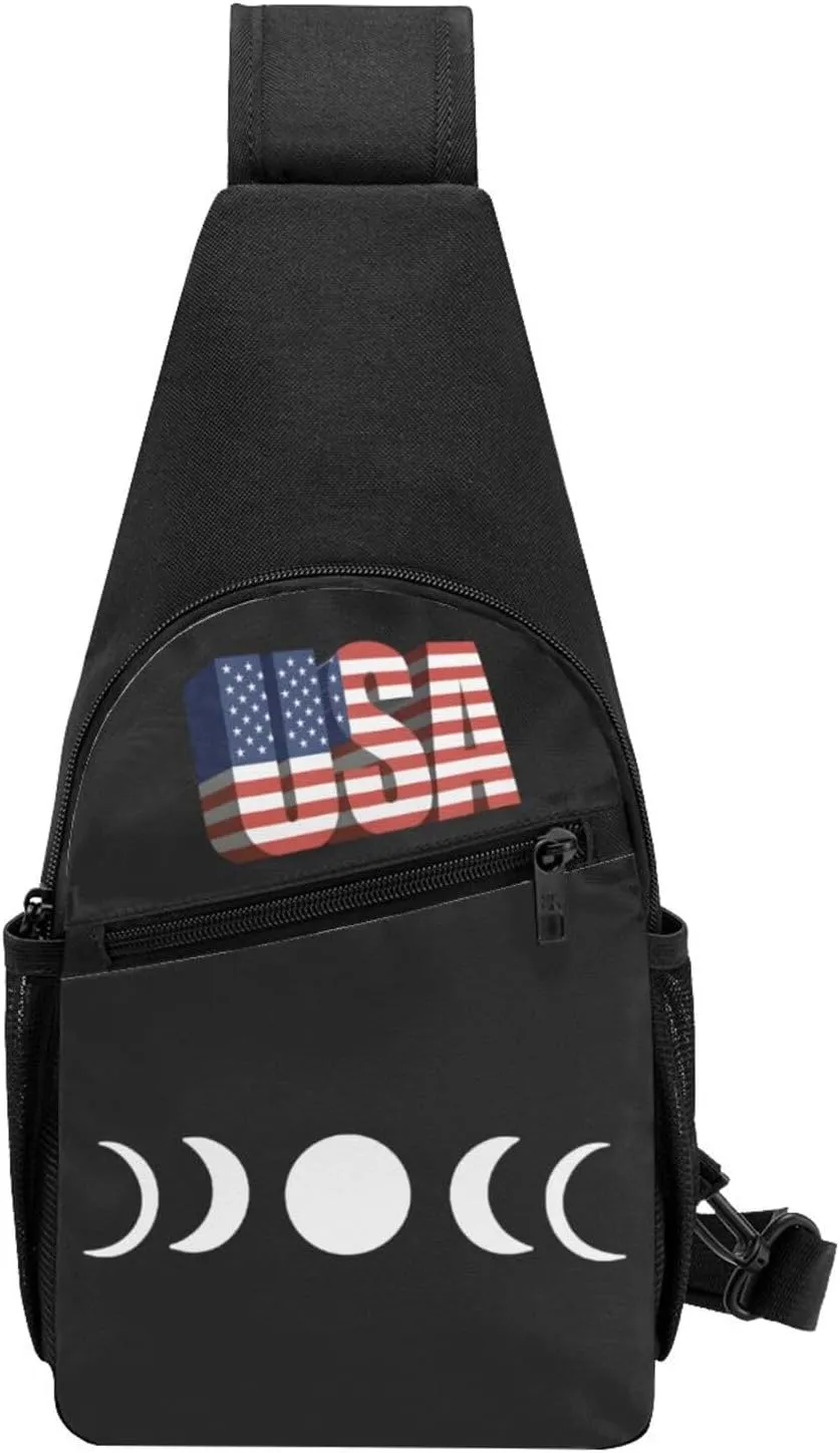 Moon Phases Space，Fashion One-Shoulder Bag，Anti-Theft Crossbody Shoulder Chest Bag