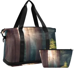 Morning Sunlight in Wilderness Gym Bag for Women Sport Travel Duffel Bag Shoulder Weekender Overnight Bags with Wet Pocket & Shoe Compartment