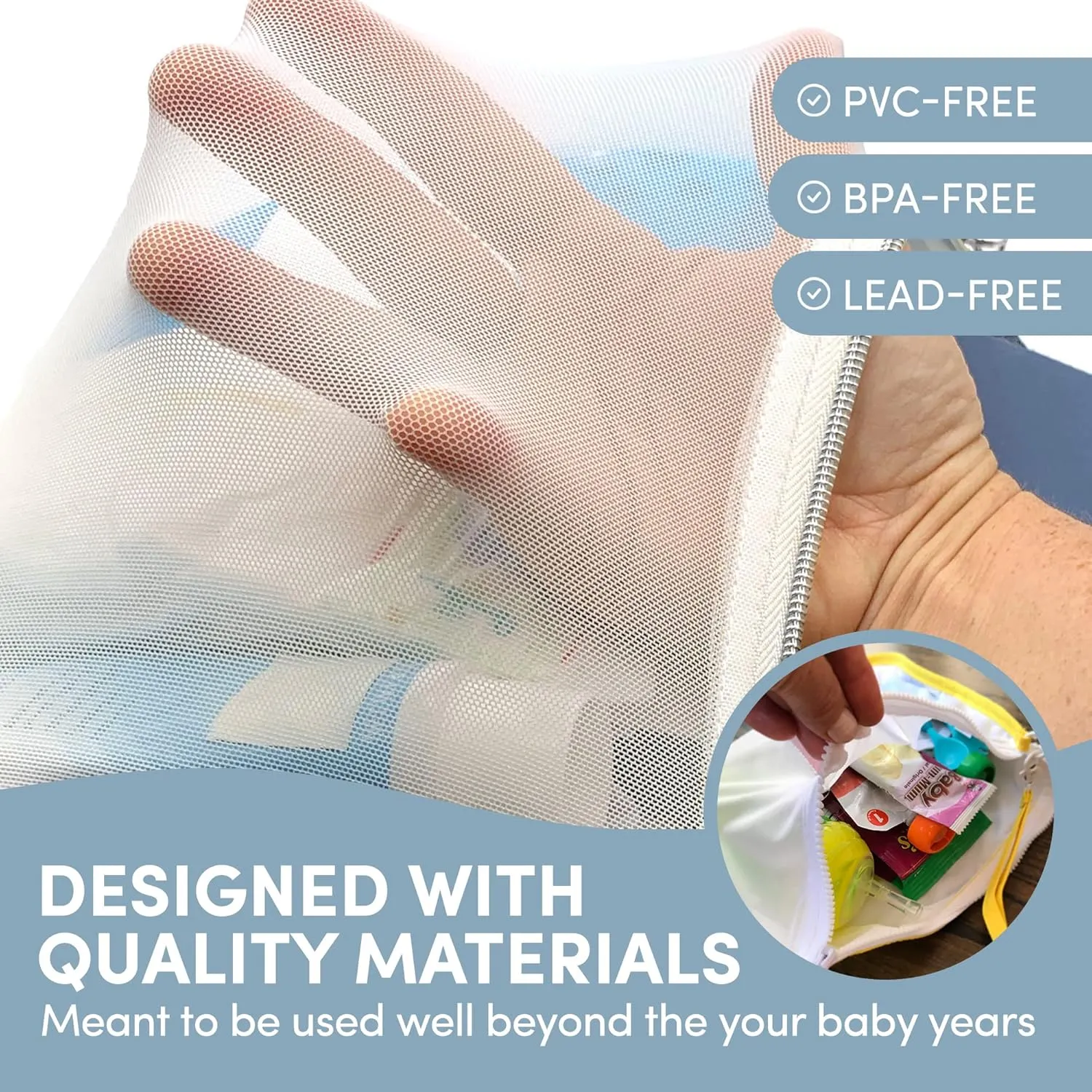 Mother Load Diaper Bag Organizer Pouches Durable Nylon & Performance Mesh