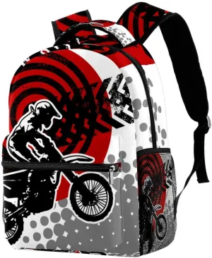 Motocross Backpacks Boys Girls School Book Bag Travel Hiking Camping Daypack Rucksack