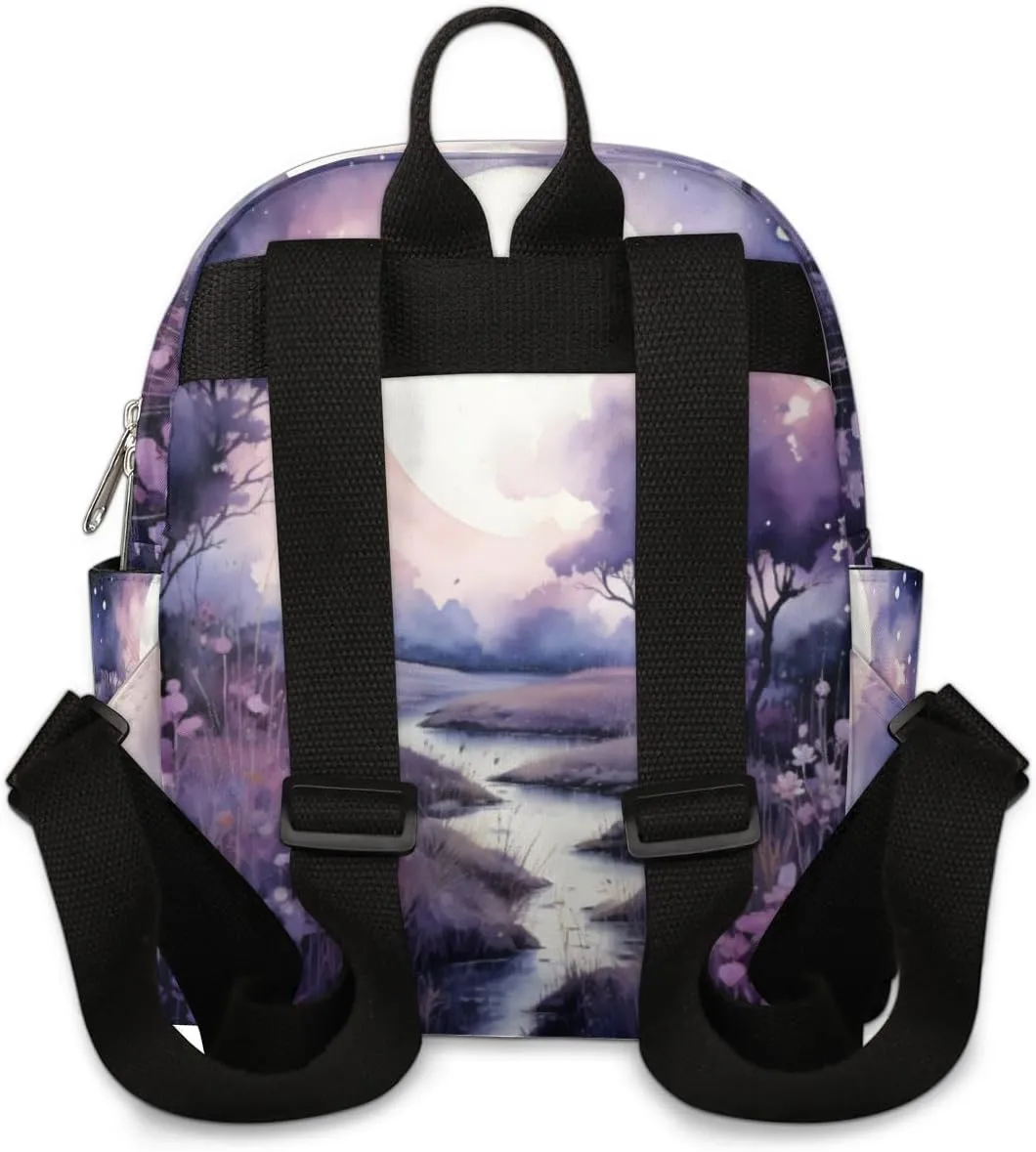 Mountains Painted Watercolor Mini Backpack Purse for Women Lightweight Shoulder Bag Women Shopping Backpack Small Backpacks Purse