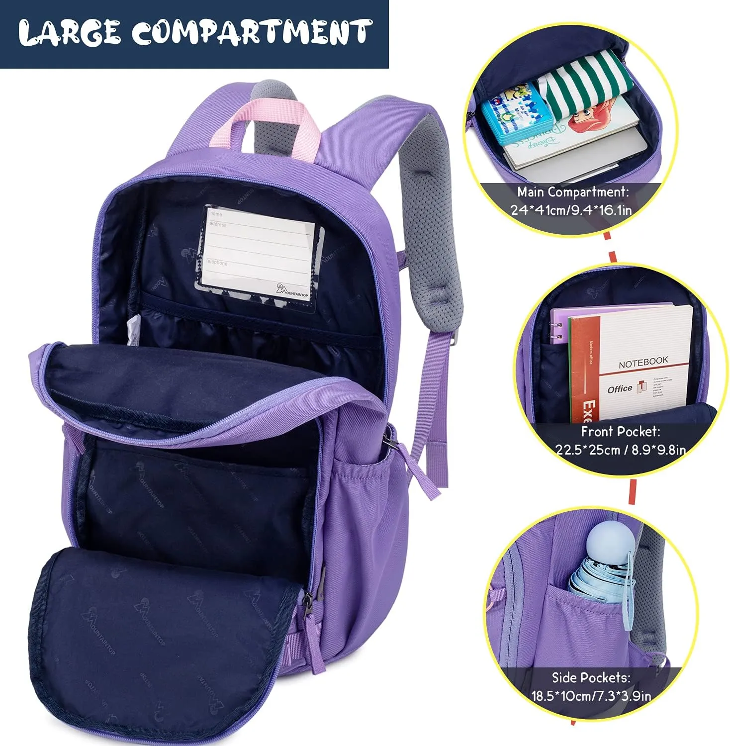 MOUNTAINTOP Kids Backpack for Boys Girls Elementary Kindergarten School Bag Lightweight Children Daypack