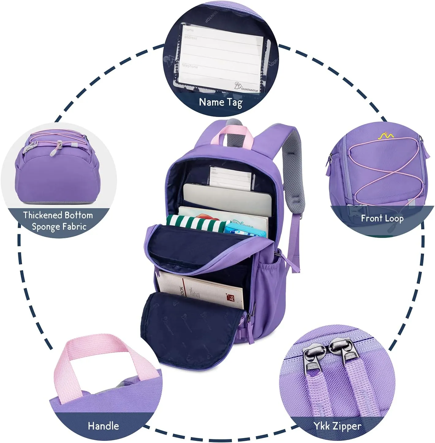 MOUNTAINTOP Kids Backpack for Boys Girls Elementary Kindergarten School Bag Lightweight Children Daypack