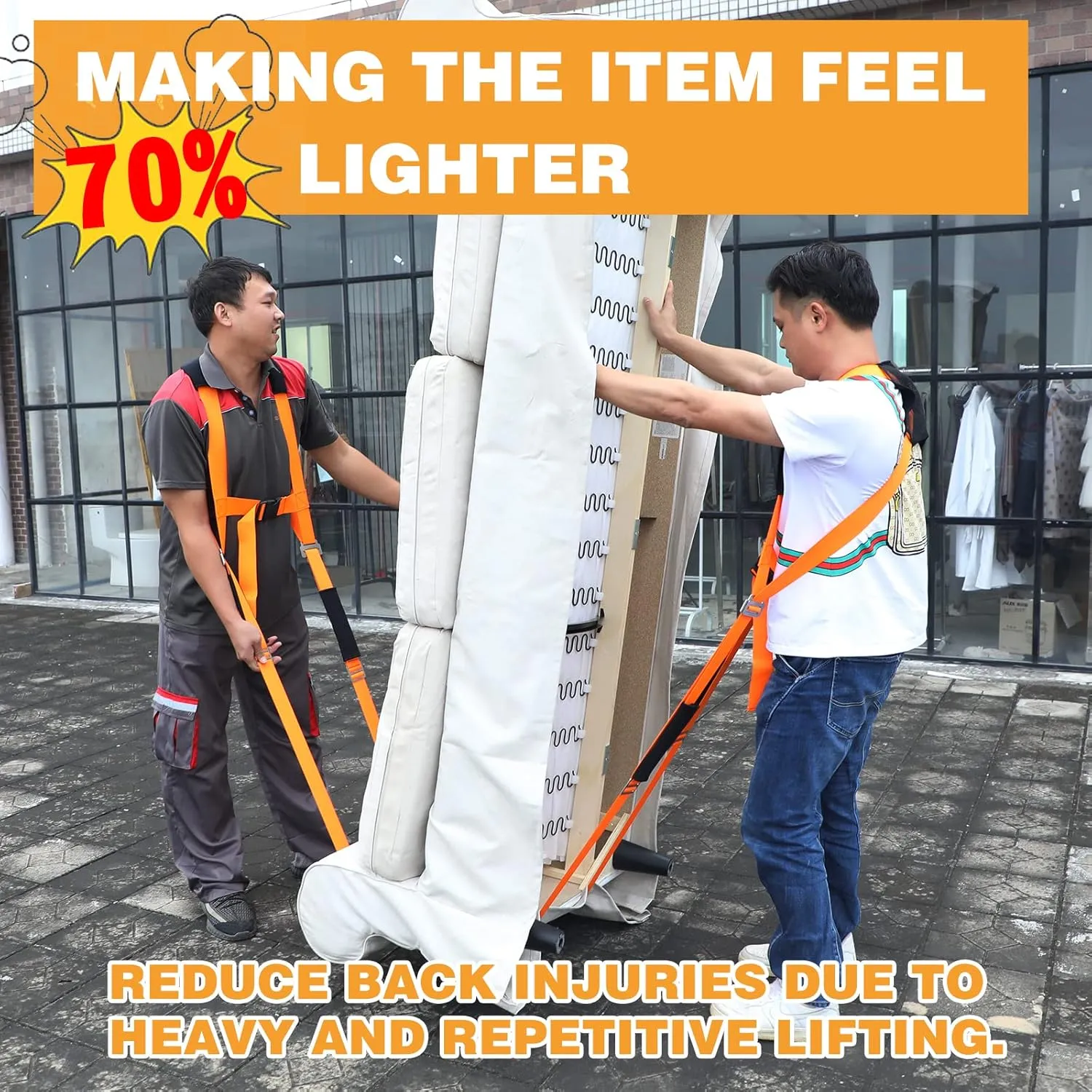 Moving Straps, 2-Person Shoulder Lifting and Moving System with Thickened Vest Pad, Adjustable Securing Straps Safely Easily for Carry Furniture, Appliances, Mattresses, Heavy Objects up to 800lbs