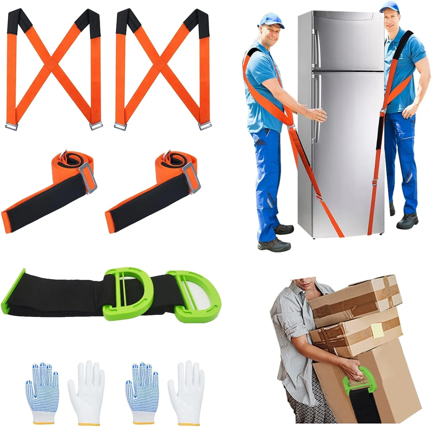 Moving Straps Lifting（Padded） one Person 2-Person Lifting and Moving System Appliance,for Harness Moving Mattress Couch Furniture Heavy Things,Suitable Professional Moving Body Strap Wrist Strap