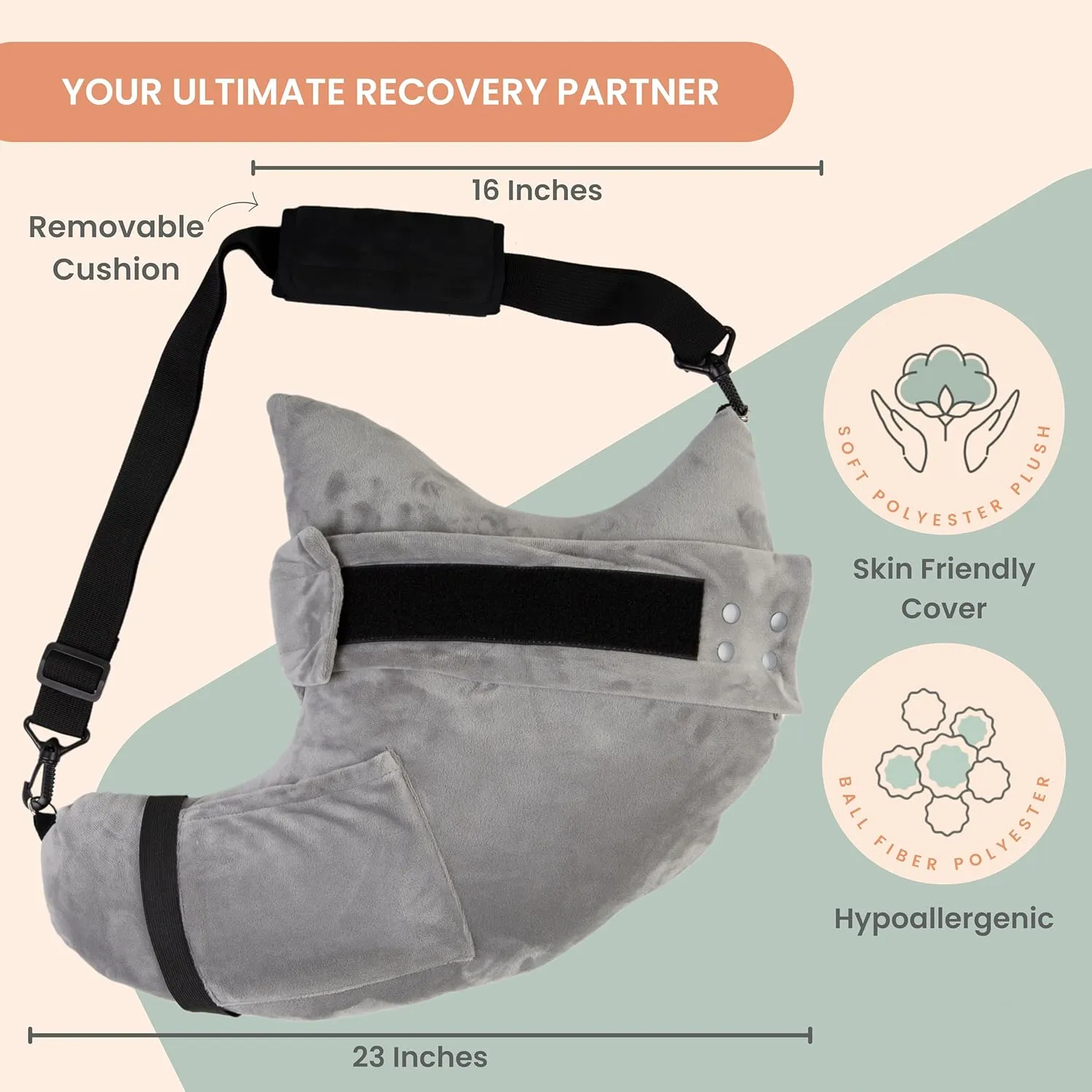 MOYOAMA Post Shoulder Surgery Pillow with Pocket- Rotator Cuff Pillows for Sleeping, After Shoulder Surgery Must Haves, Rotator Cuff Sleeping Pillow, Rotator Cuff Surgery Recovery Accessories