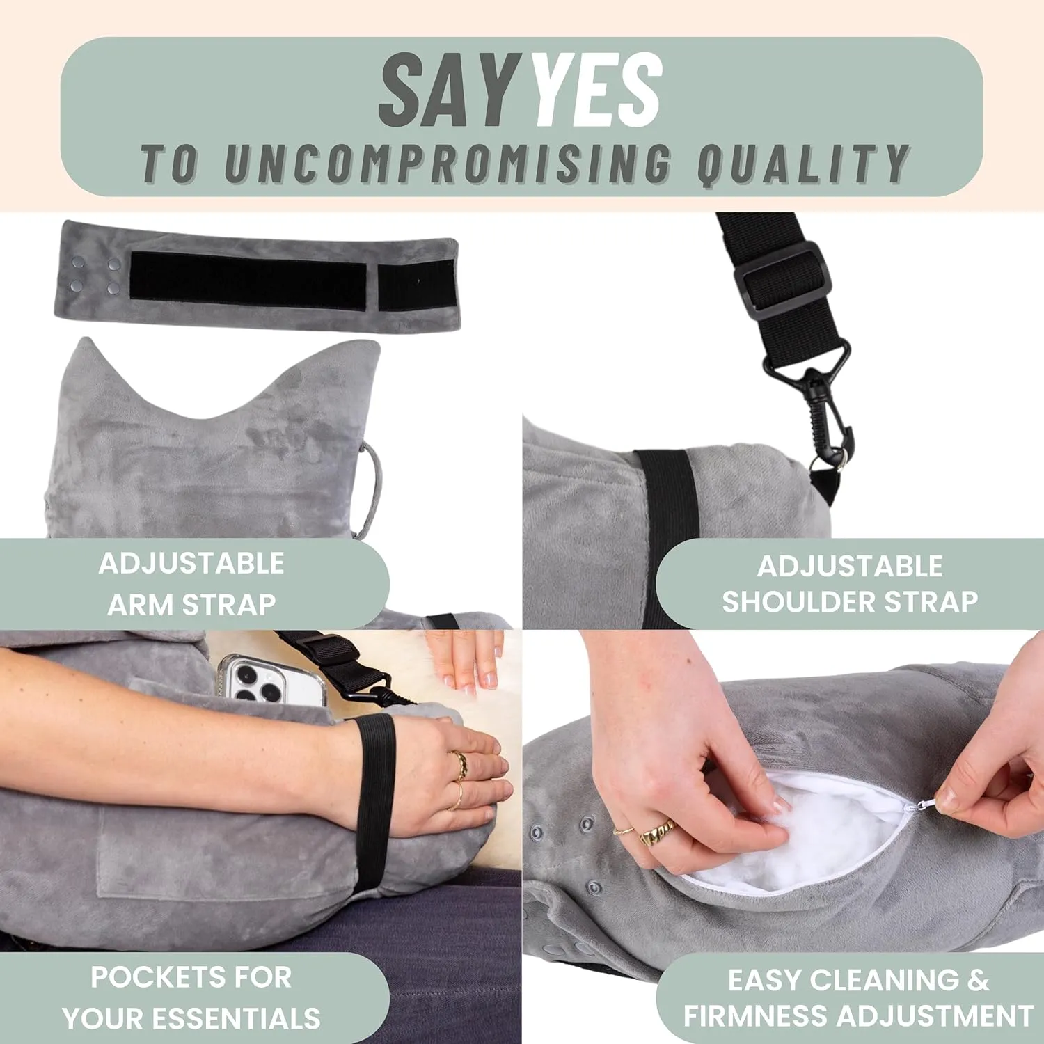 MOYOAMA Post Shoulder Surgery Pillow with Pocket- Rotator Cuff Pillows for Sleeping, After Shoulder Surgery Must Haves, Rotator Cuff Sleeping Pillow, Rotator Cuff Surgery Recovery Accessories
