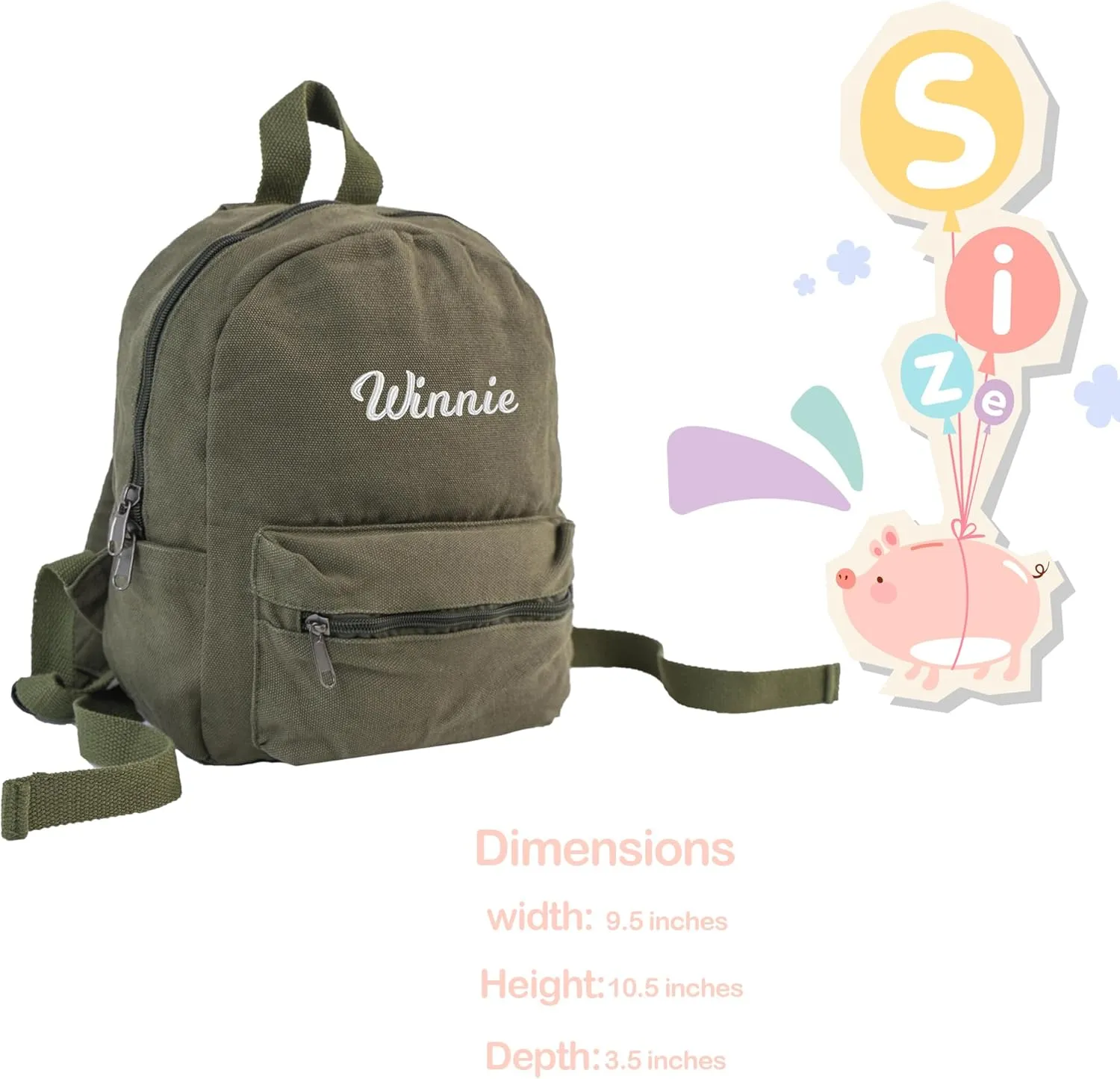 MT WORLD Personalized Mini Canvas Toddler Backpack - Custom Monogram Infant Vintage Backpack