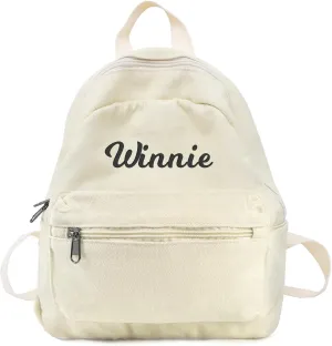MT WORLD Toddler Mini Canvas Backpack - Personalized Vintage Daypack for Kids, Custom Monogram