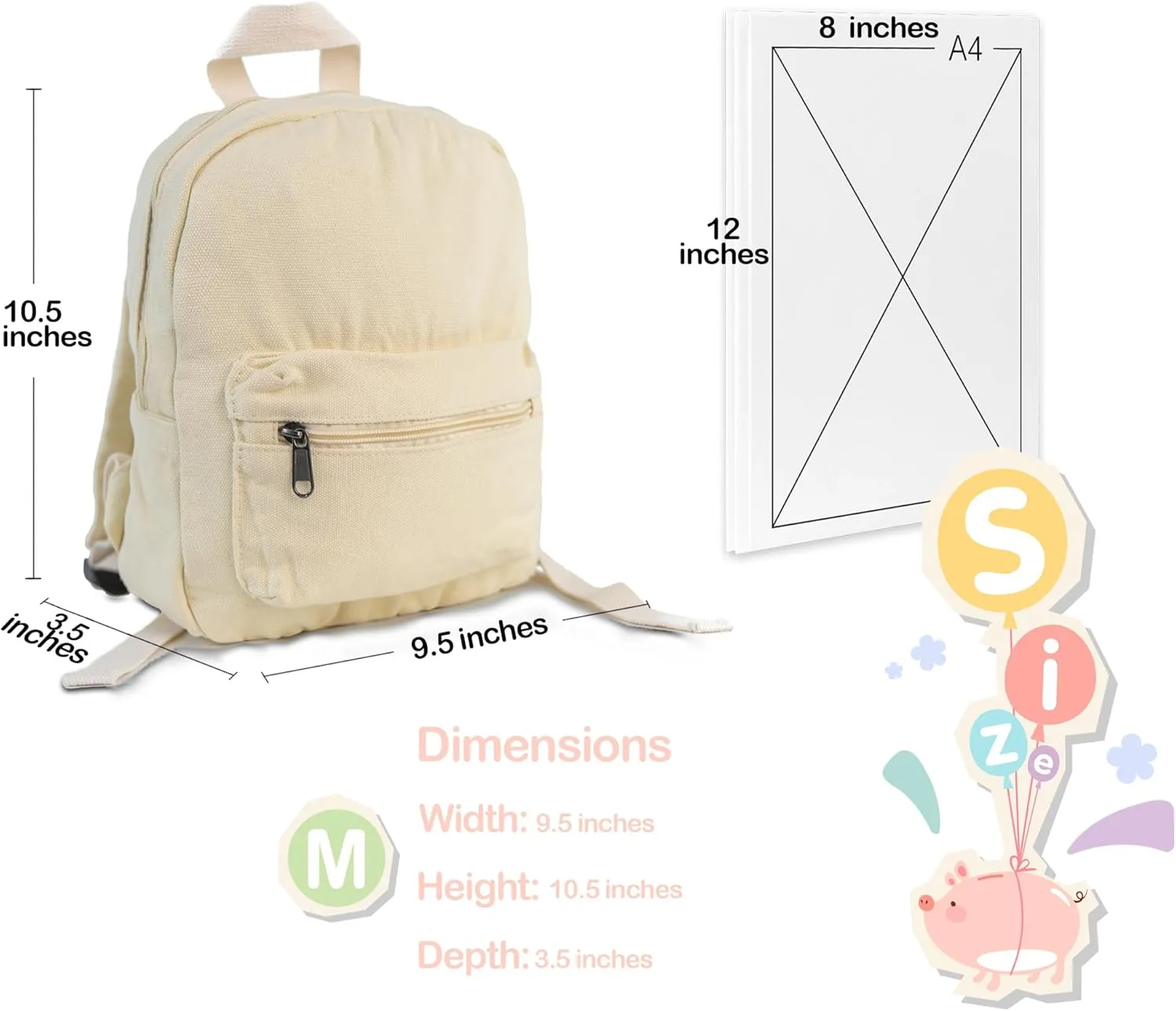 MT WORLD Toddler Mini Canvas Backpack - Personalized Vintage Daypack for Kids, Custom Monogram