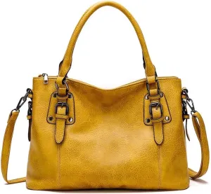 Mudono Tote Bag for Women Top Handle Handbag Large Capacity Shoulder Bag PU Leather Crossbody Bag Retro Satchel Purse
