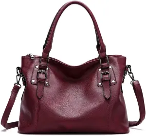 Mudono Tote Bag for Women Top Handle Handbag Large Capacity Shoulder Bag PU Leather Crossbody Bag Retro Satchel Purse