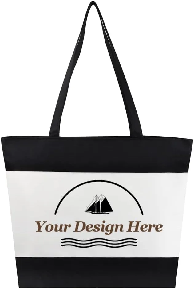 Muka Custom Tote Bags with Lining & Zipper, 16-1/2" x 12-1/2" x 3-3/4" Present Bag for Mom, Teachers, Bridesmaids