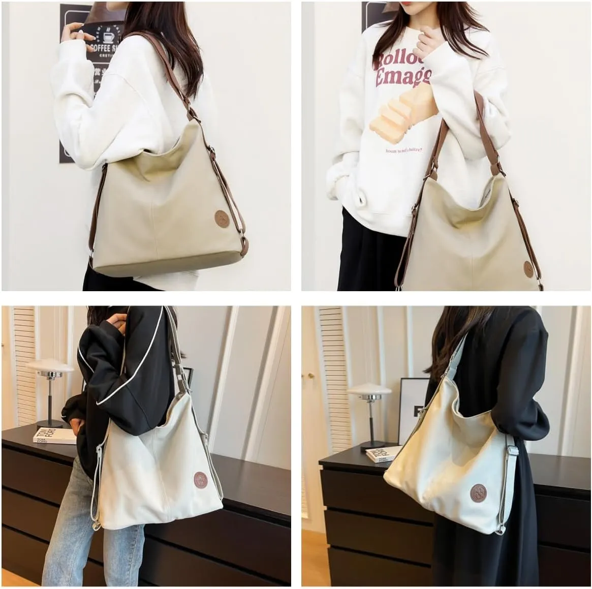 Multi Ways Convertible Canvas Shoulder Bag Tote Purse Backpack Crossbody Bags for Women Trendy Vintage Small Travel