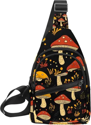 mushroom Crossbody Sling Backpack Sling Bag Travel Hiking Chest Bag Daypack