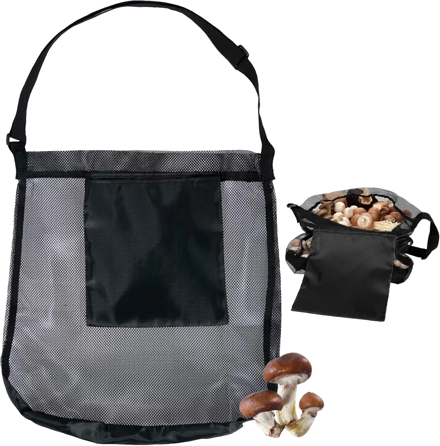 Mushroom Foraging Bag Mesh Mushroom Hunting Pouch with Adjustable Shoulder Strap Multipurpose Harvesting Bag with Pocket Fruit Gathering Picking Bag for Mushroom Foragers Bushcraft Enthusiasts KTZCTPC