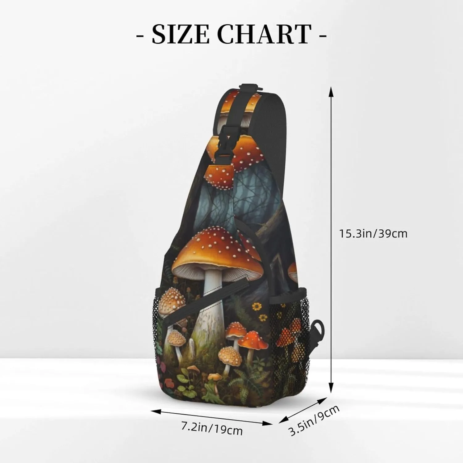 Mushroom Sling Backpack Chest Bag Crossbody Shoulder Bag Gym Cycling Travel Hiking Daypack For Men Women