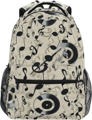 Music Notes Cd School Kids Backpack for Boys Girls Laptop Backpack Lightweight Travel Bag for Women Men