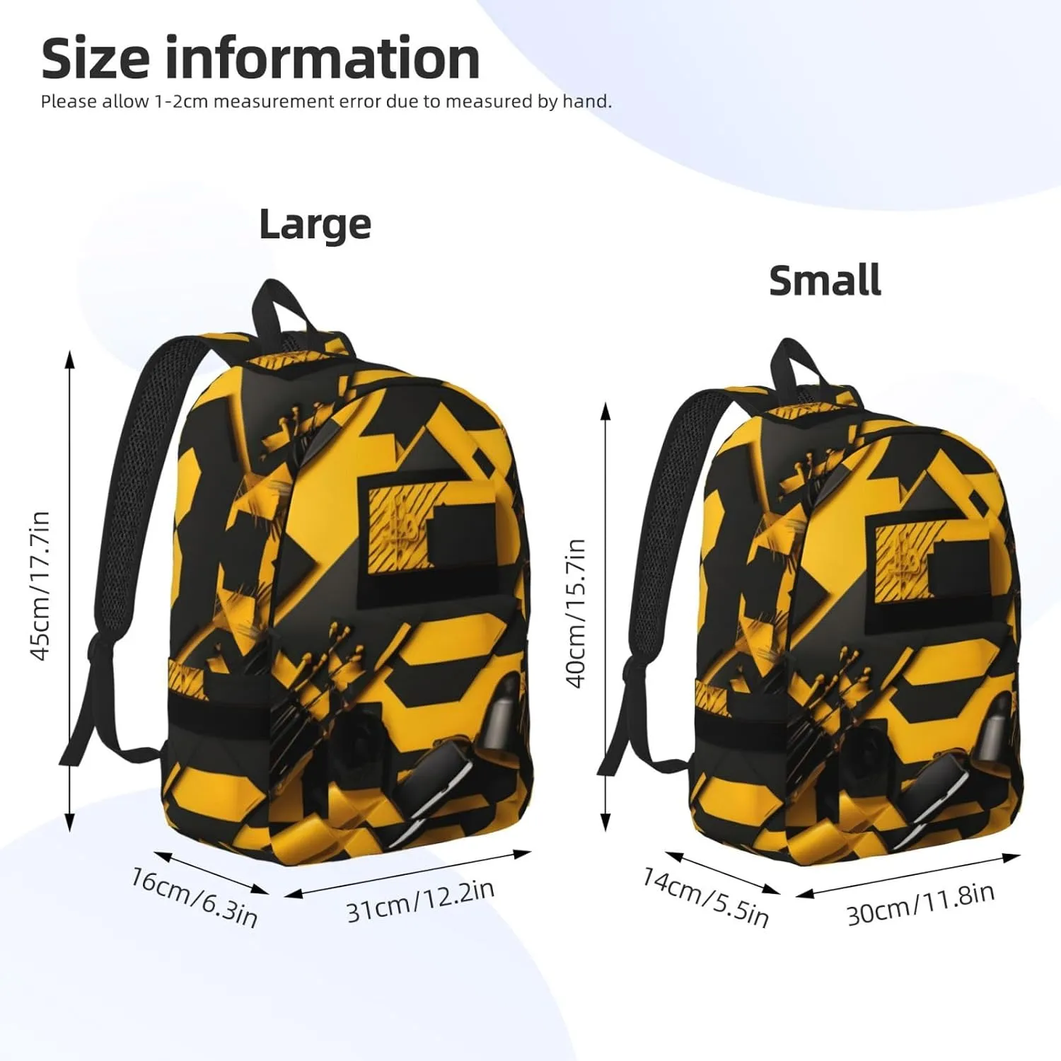Mustard Yellow And Black Print Canvas Laptop Backpack Outdoor Casual Travel Bag Daypack Book Bag For Men Women