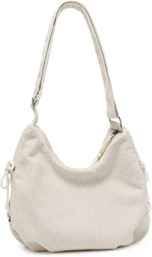 MYHOZEE Corduroy Crossbody Bags for Women Slouchy Hobo Bag Shoulder Bag Large Crescent Cross Body Bag Purses for Woman Zipper