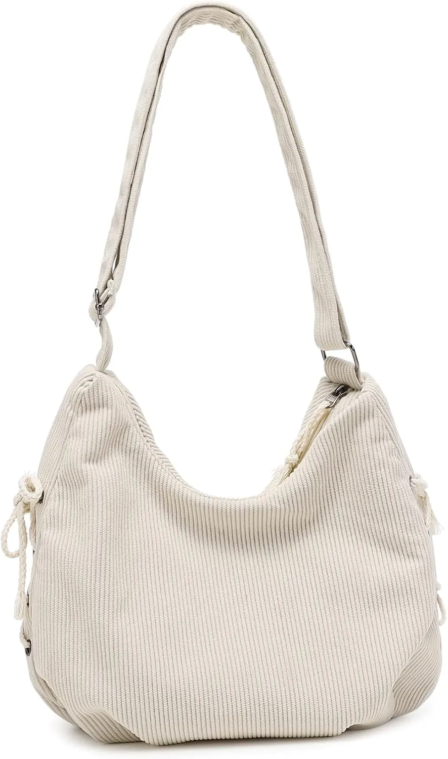 MYHOZEE Corduroy Crossbody Bags for Women Slouchy Hobo Bag Shoulder Bag Large Crescent Cross Body Bag Purses for Woman Zipper