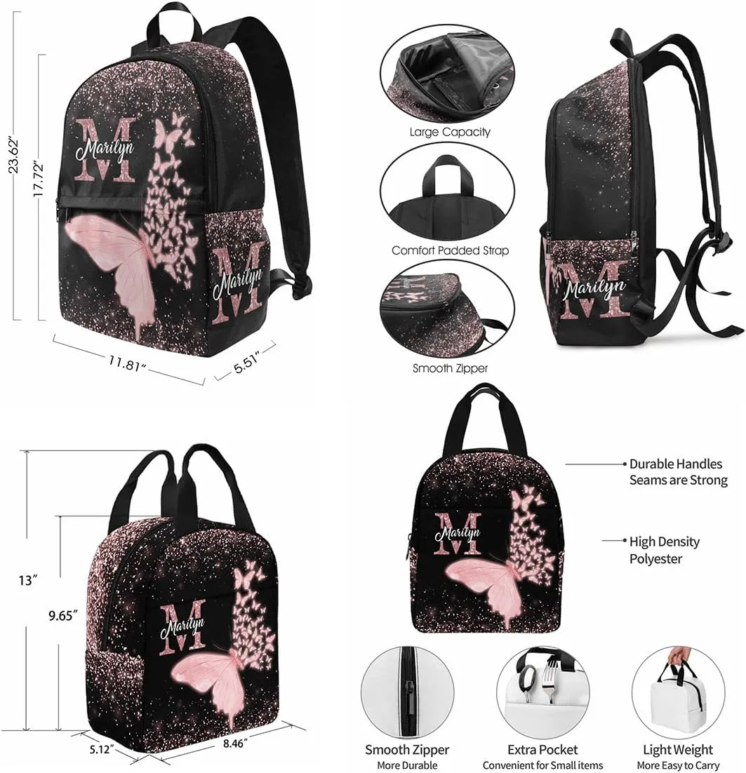 MyPupSocks Custom Monogram Backpack Bag for Boys Girls, Personalized Schoolbag Casual Backpack with Initial Name for Daughter Son Customized Bookbag Computer Laptop for Kids Back School