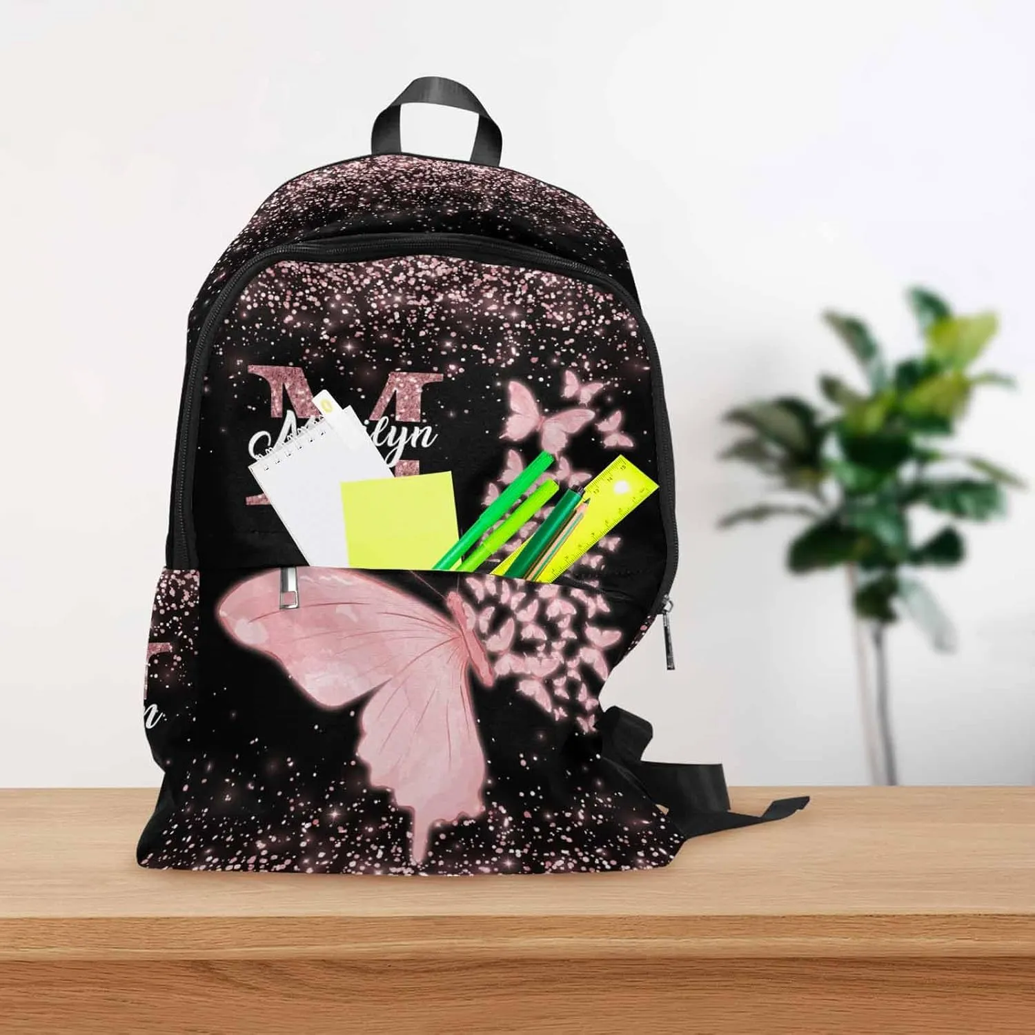 MyPupSocks Custom Monogram Backpack Bag for Boys Girls, Personalized Schoolbag Casual Backpack with Initial Name for Daughter Son Customized Bookbag Computer Laptop for Kids Back School