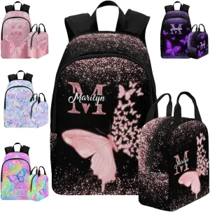 MyPupSocks Custom Monogram Backpack Bag for Boys Girls, Personalized Schoolbag Casual Backpack with Initial Name for Daughter Son Customized Bookbag Computer Laptop for Kids Back School
