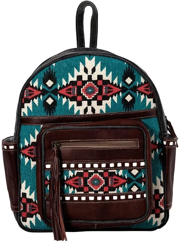 Myra Bag Western Leather Backpack Bag for Women, Upcycled Canvas Bag - Tribe of the Sun