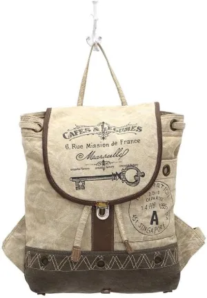Myra Bags Cafe & Legumes Key Upcycled Canvas Backpack Bag S-1003