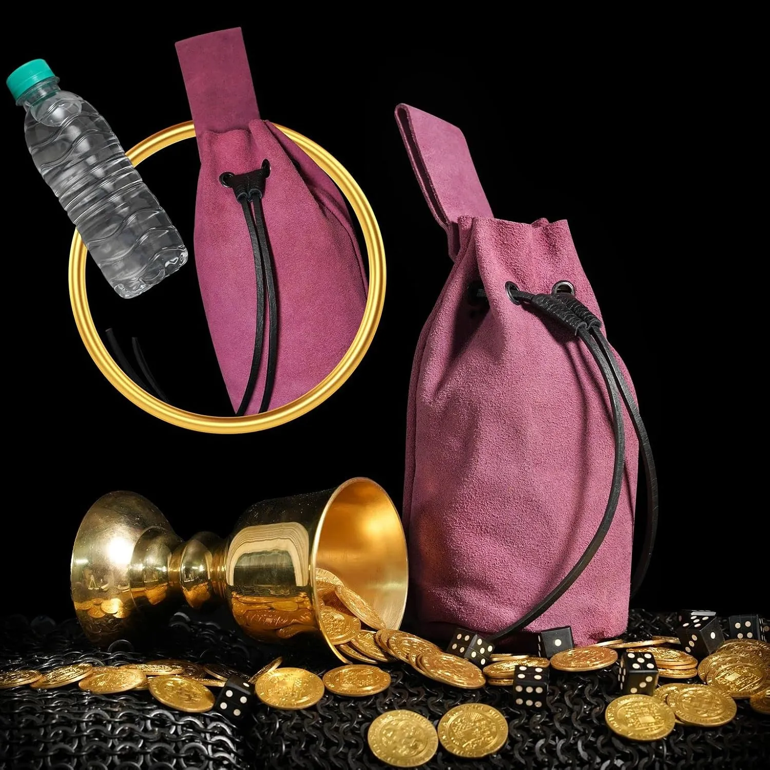 Mythrojan Medieval Drawstring Belt Bag, Ideal for SCA LARP Reenactment & Ren Fair