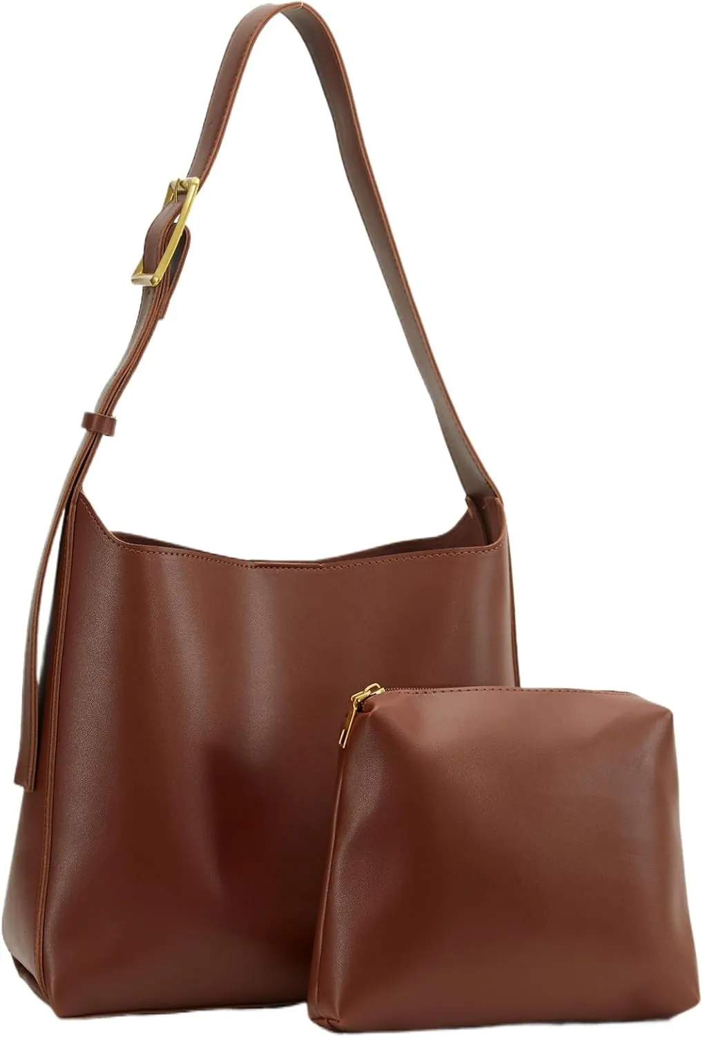 NEBIL Leather Bucket Bags For Women,Slouchy Shoulder Bag Purses Hobo Tote Bags with Wallet