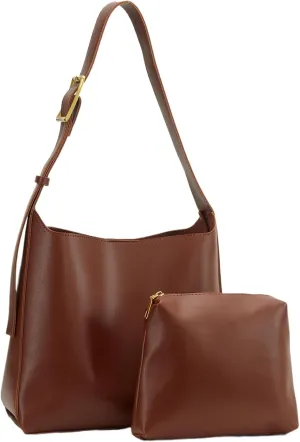 NEBIL Leather Bucket Bags For Women,Slouchy Shoulder Bag Purses Hobo Tote Bags with Wallet