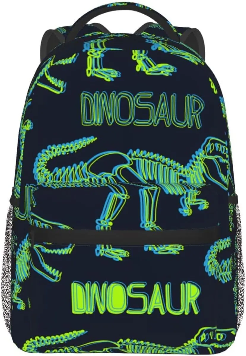 Neon Dino Dinosaurs Backpacks 15 Inch Laptop Backpack Multipurpose Double Shoulder Bag For Men Women Gifts