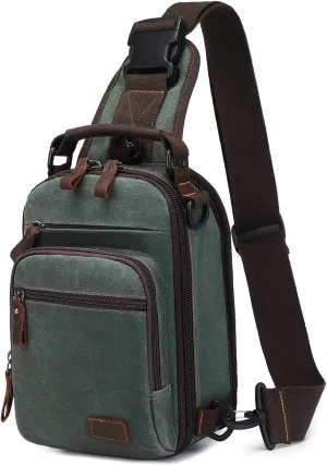 Nerlion Sling Bag for Men Waxed Canvas Crossbody Bag Chest Bag Water Resistant Shoulder Bag Casual Daypack