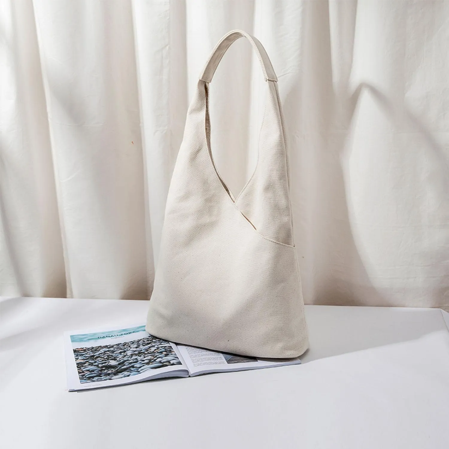 Net celebrity personality portable bucket bag female Japanese large-capacity canvas bag female shoulder art
