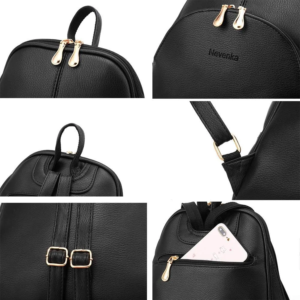 Nevenka Backpack Purse for Women Casual Shoulder Bag PU Leather Zipper Closure Adjustable Strap…