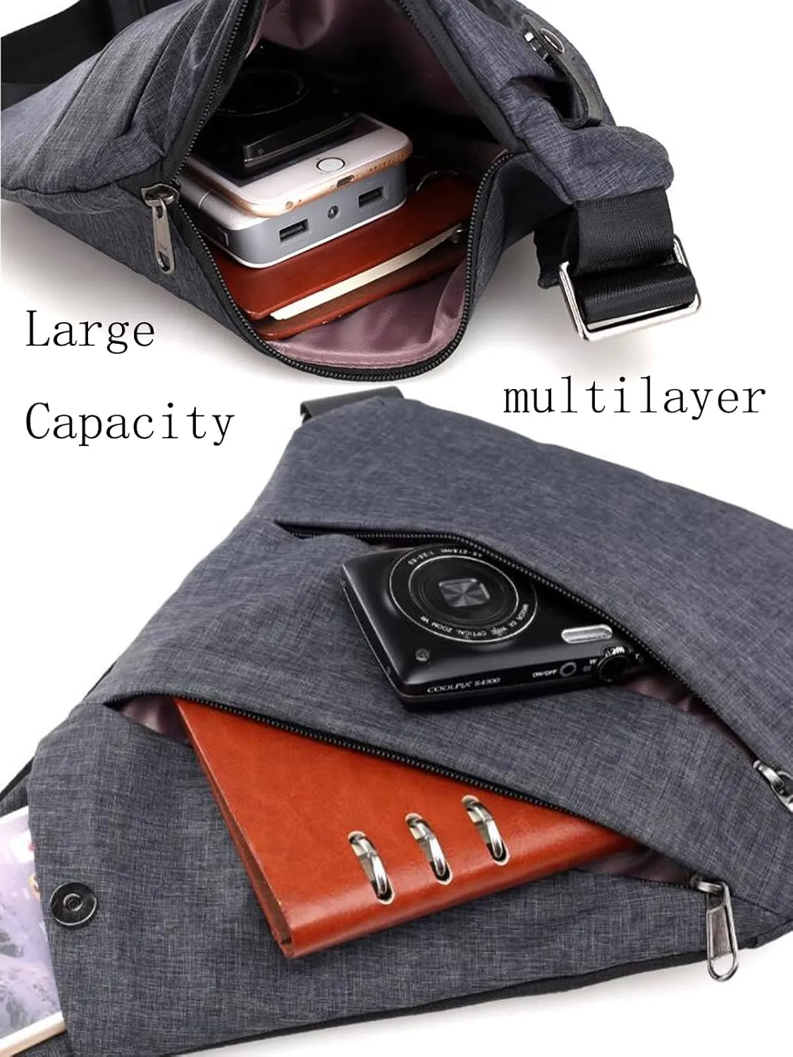 New Anti-Theft Bag For Travel Casual Left or Right Shoulder Slim Sling Bag Cross Body Travel Bag Unisex