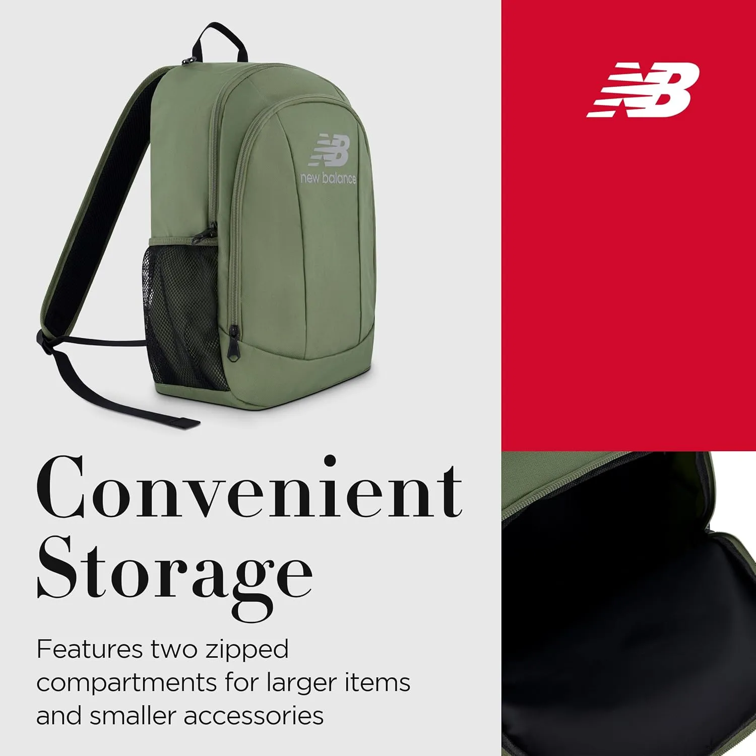 New Balance Laptop Backpack, Commuter Travel Bag for Men and Women, Olive, 19 Inch