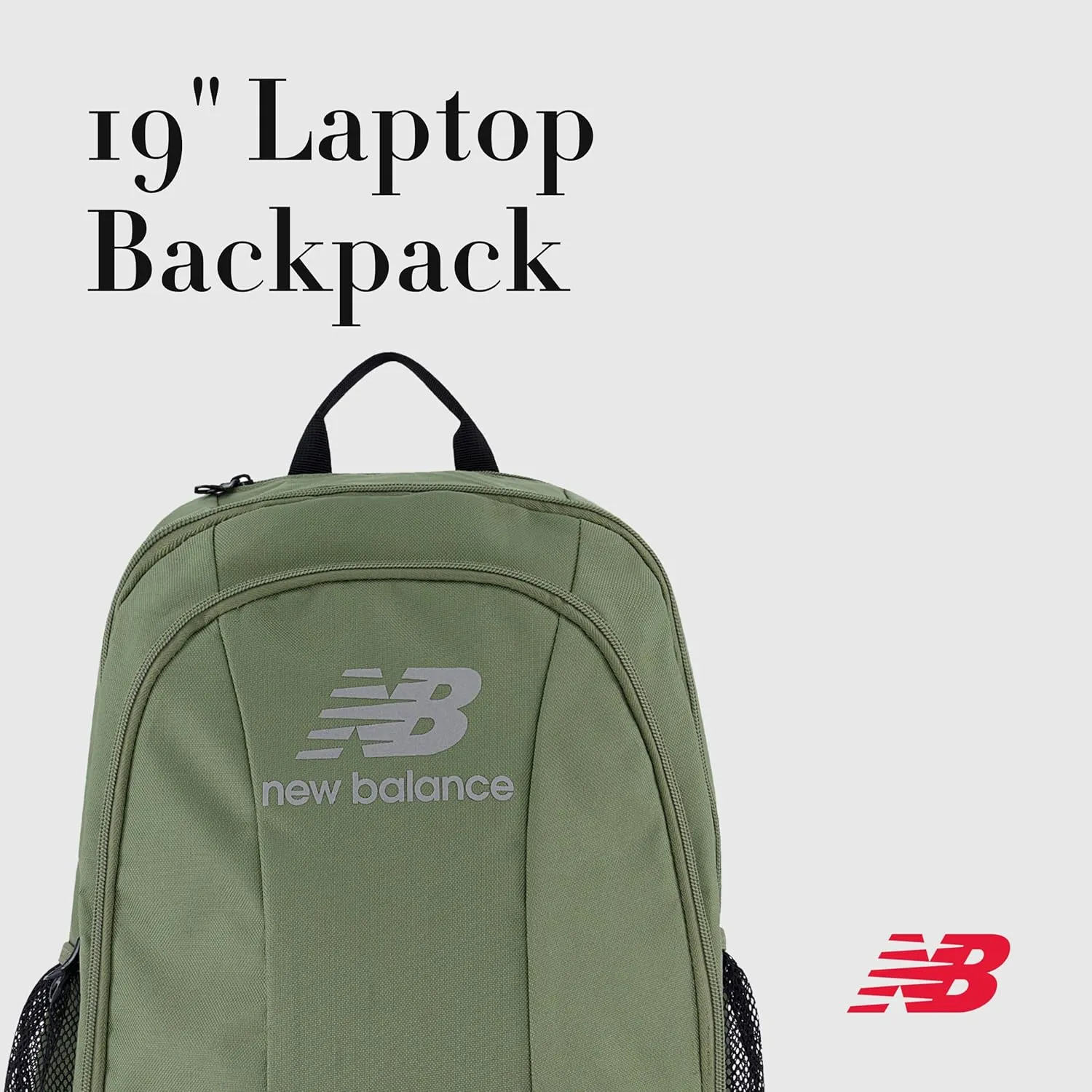 New Balance Laptop Backpack, Commuter Travel Bag for Men and Women, Olive, 19 Inch