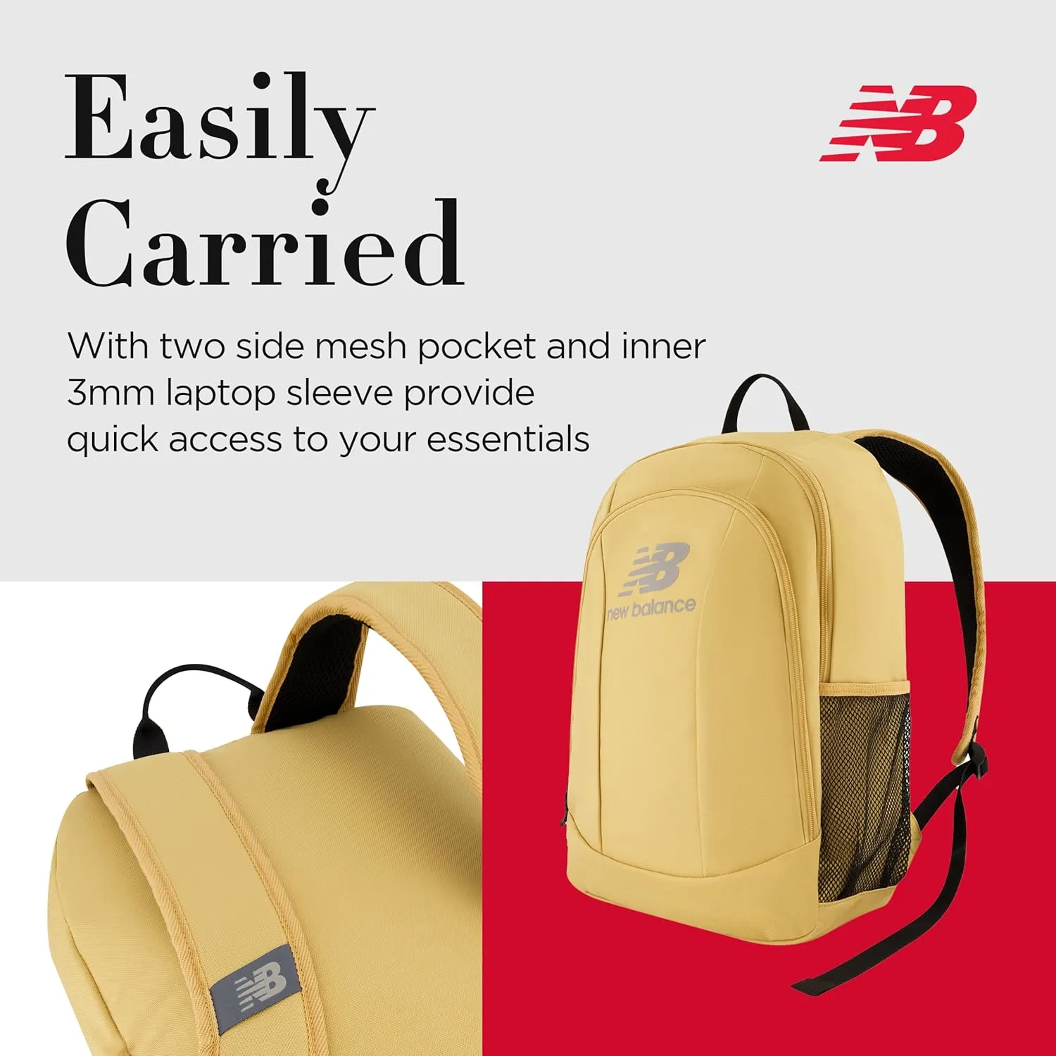 New Balance Laptop Backpack, Travel Computer Bag for Men and Women, Tan, 19 Inch