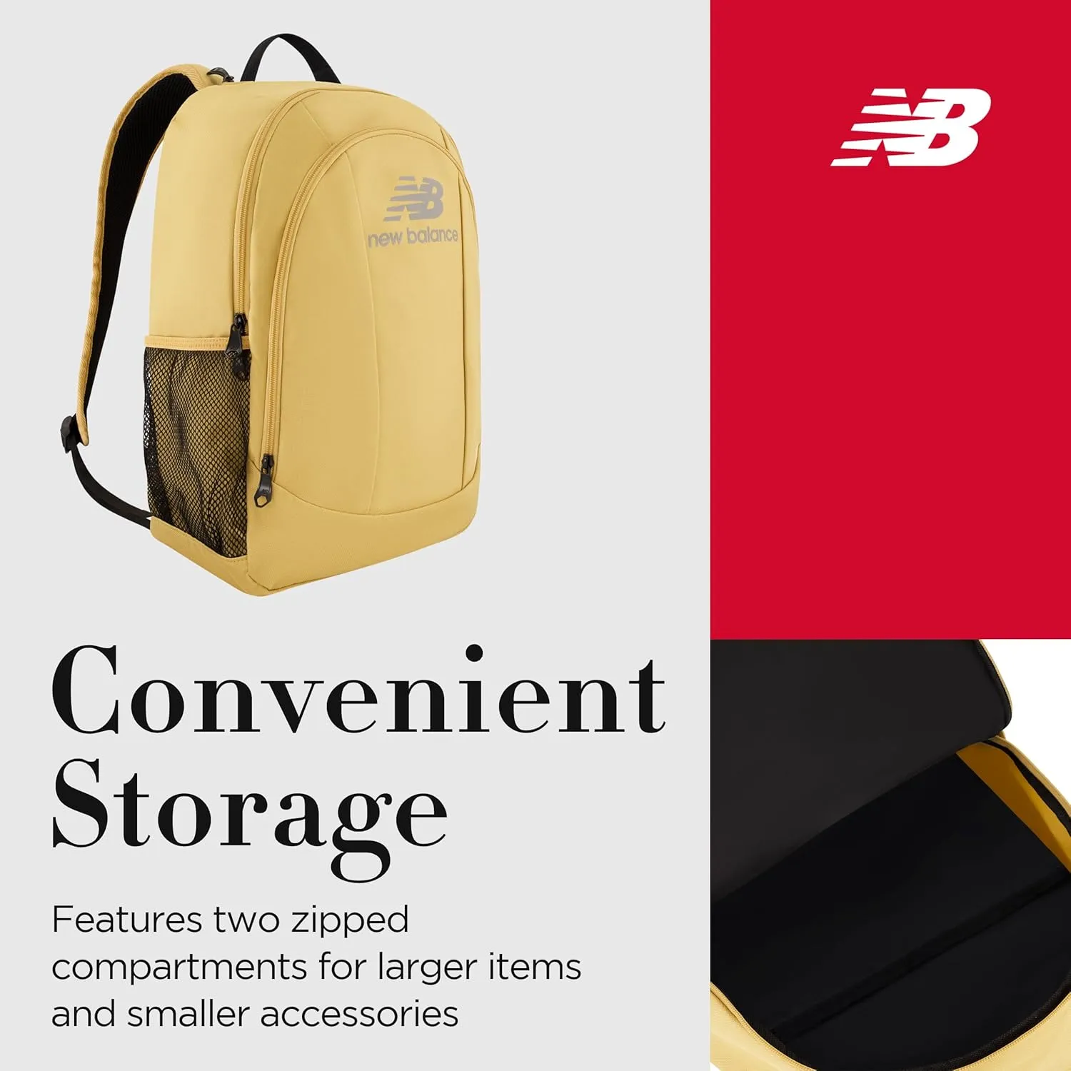 New Balance Laptop Backpack, Travel Computer Bag for Men and Women, Tan, 19 Inch