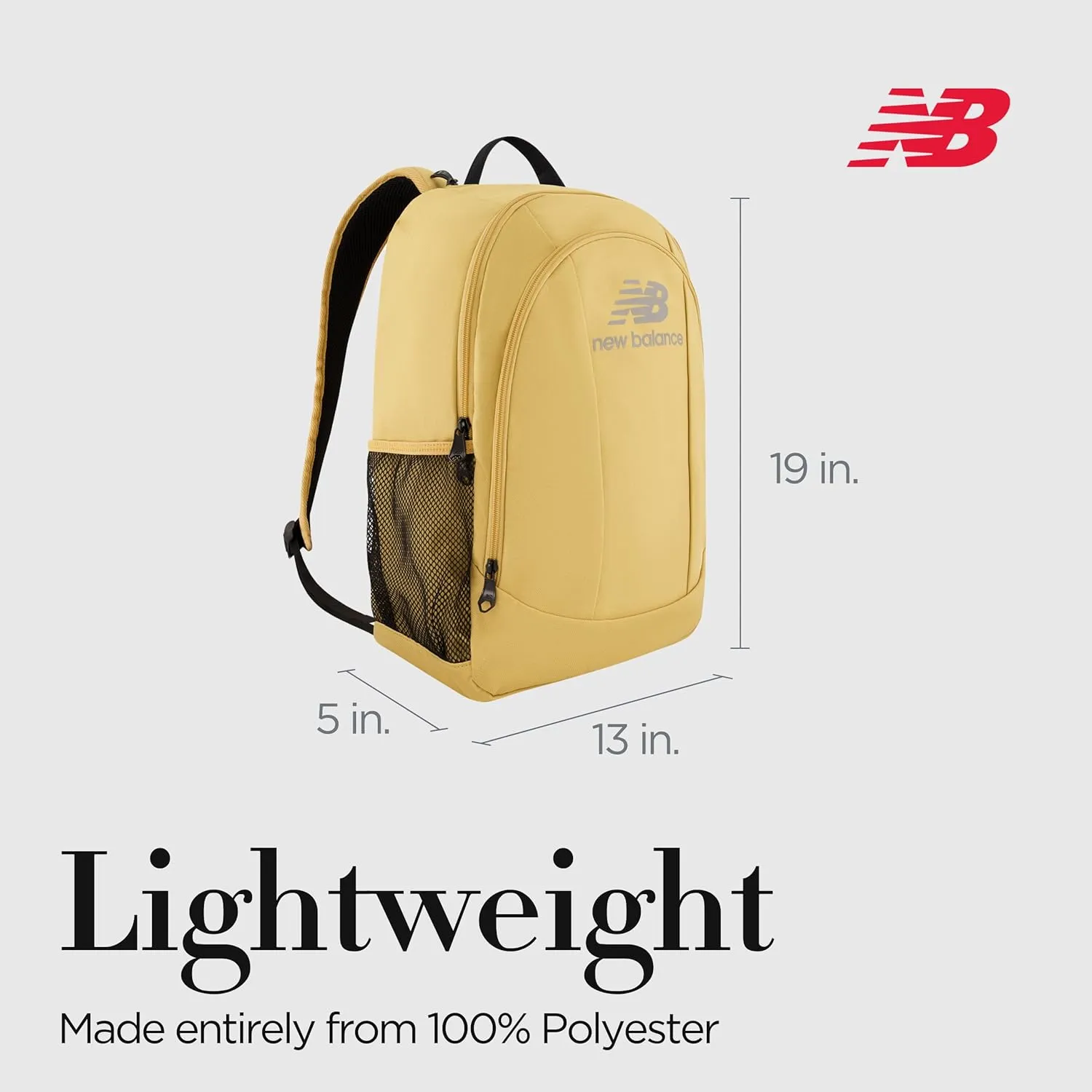 New Balance Laptop Backpack, Travel Computer Bag for Men and Women, Tan, 19 Inch