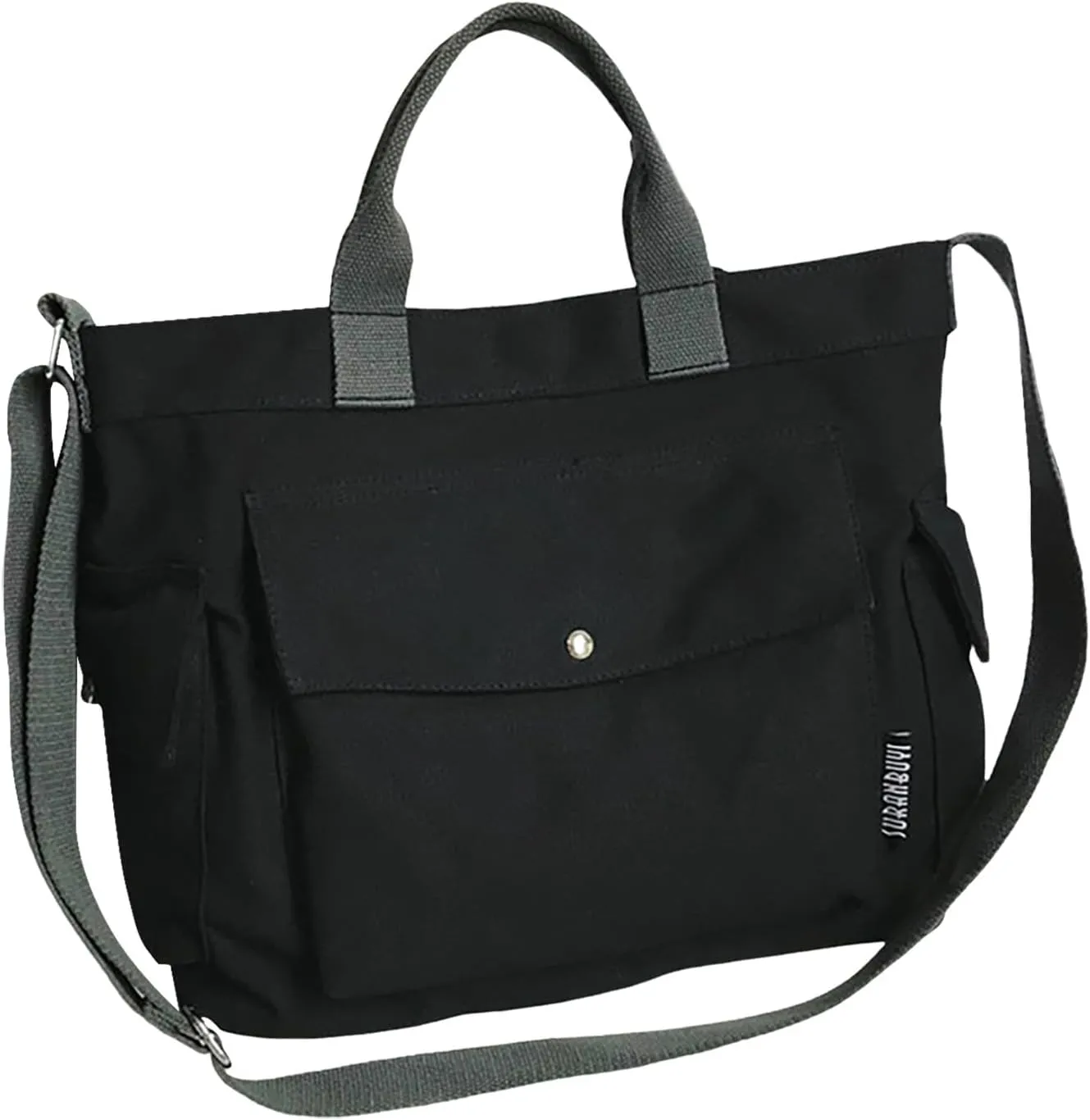 New Canvas Solid Color Simple Fashion One Shoulder Messenger Bag One Shoulder Bags (Black, One Size)