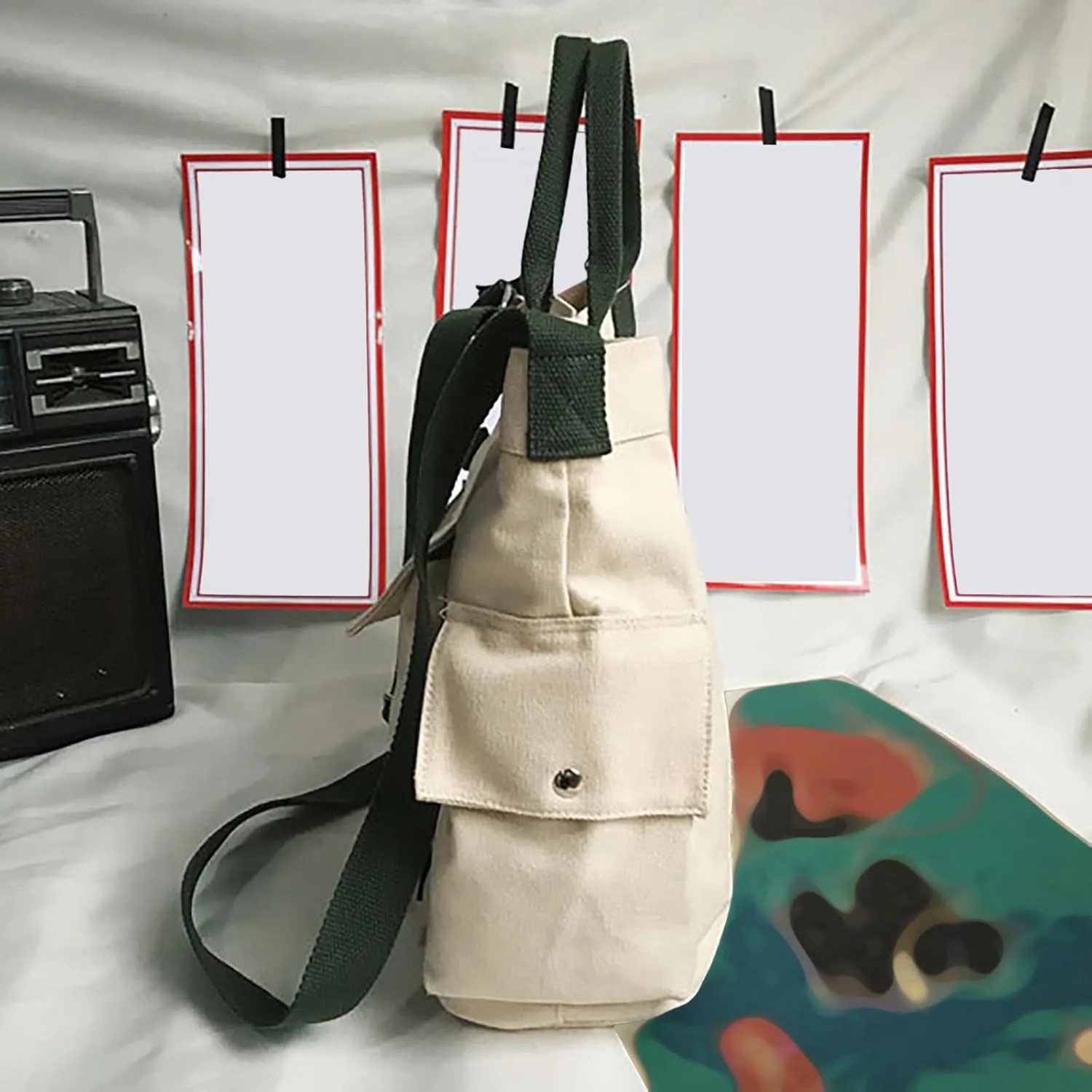New Canvas Solid Color Simple Fashion One Shoulder Messenger Bag One Shoulder Bags (Black, One Size)
