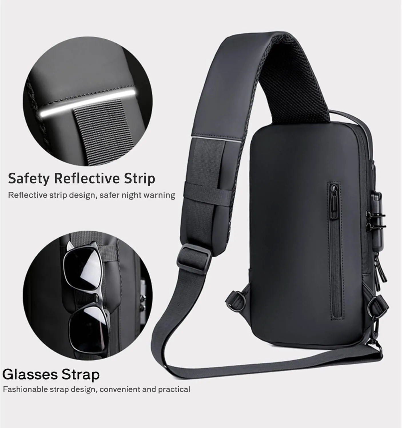 New Carbon Fiber Streamline Anti-Theft Sling Bag, Fashion Waterproof USB Charging Anti Theft Crossbody Bag Unisex