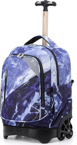 NEW TILAMI 18 Inch Rolling Backpack for kids Adjustable Strap Laptop Backpack Suitcase with Wheels for Girls Boys to School Travel Camping Rolling Backpack, Lightning Purple