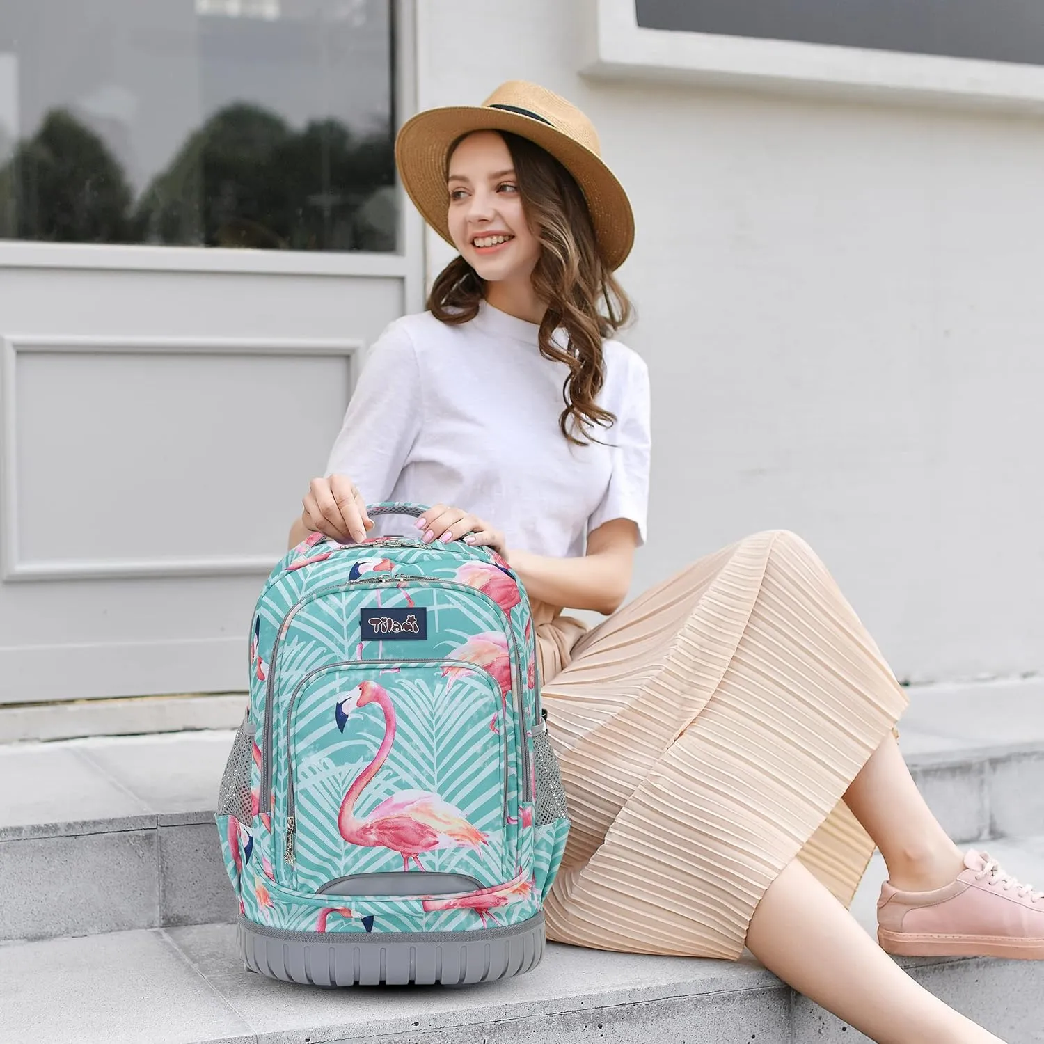NEW TILAMI Rolling Backpack for Kids 18 Inch Wheeled Laptop Backpack Kids School Travel
