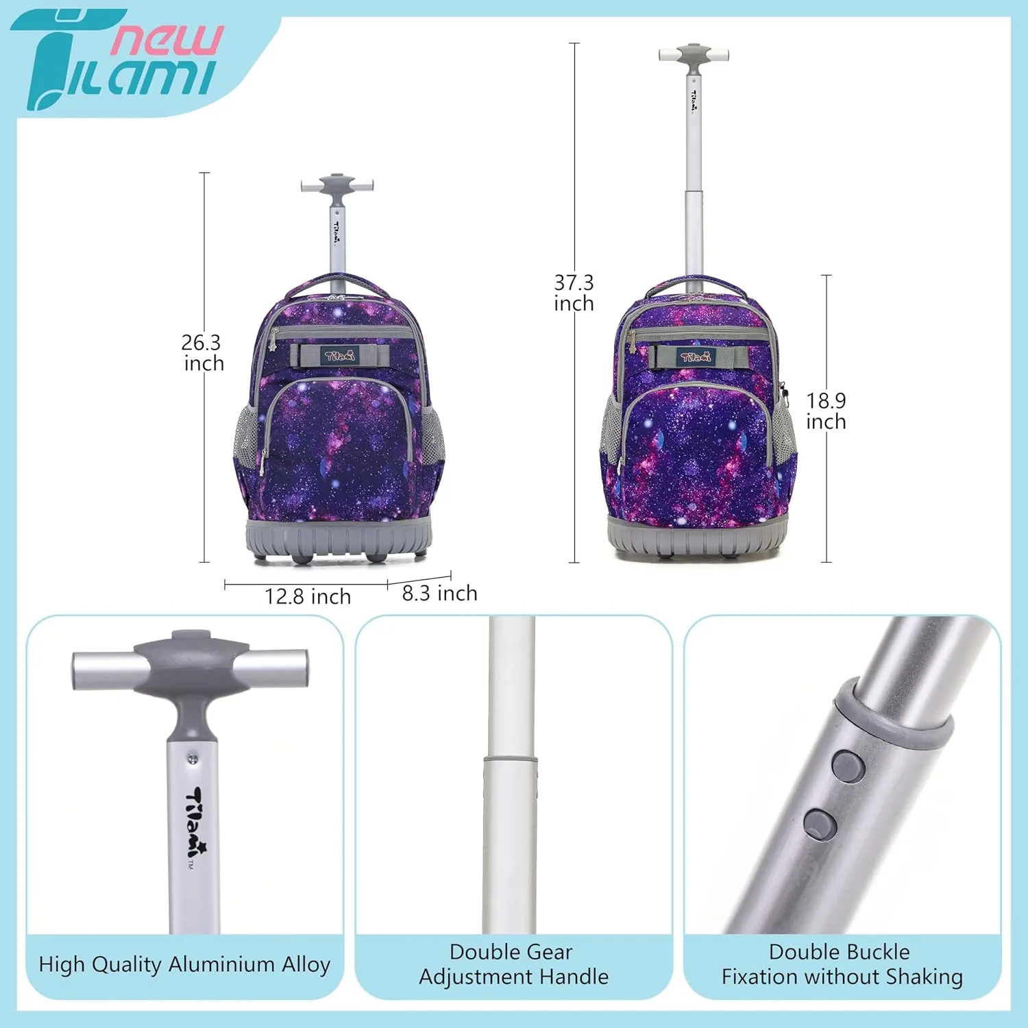 NEW TILAMI Rolling Backpack for Kids 18 Inch Wheeled Laptop Backpack Kids School Travel